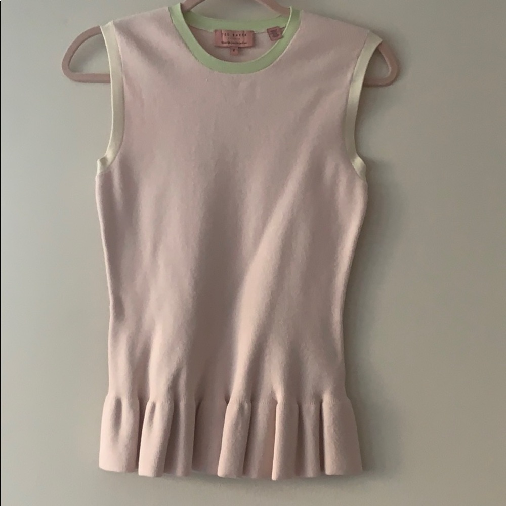 Ted Baker Pink Sleeveless knit Ruffle Peplum Top